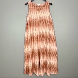 J. Jill PureJill Cotton Ikat Maxi Dress Women’s Size M Sleeveless Pockets Boho
